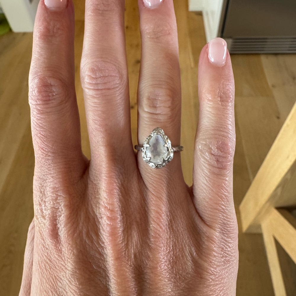 Logan Hollowell Baby Queen Water Drop Moonstone Ring with Sprinkled Diamonds - Picture 5 of 8